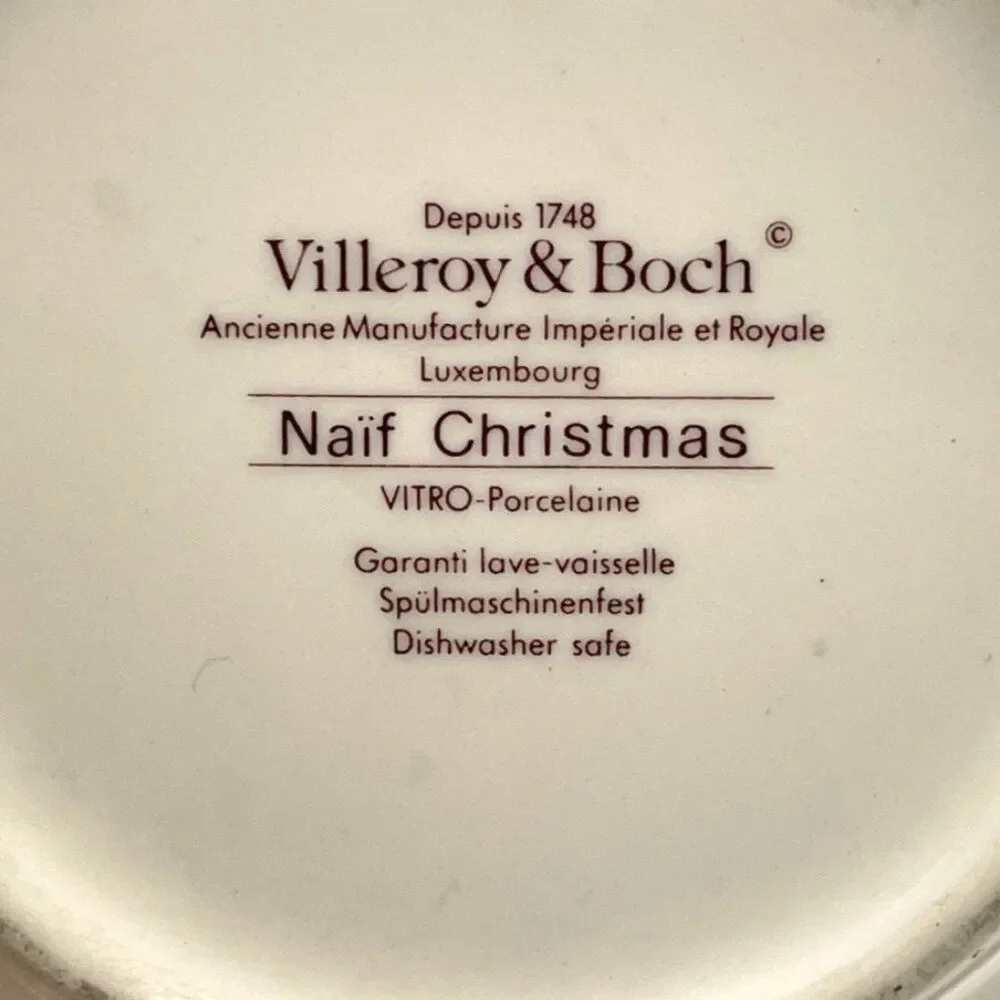 Villeroy & Boch Cereal Bowl Naif Christmas G Laplau Red Trim Soup Salad 5